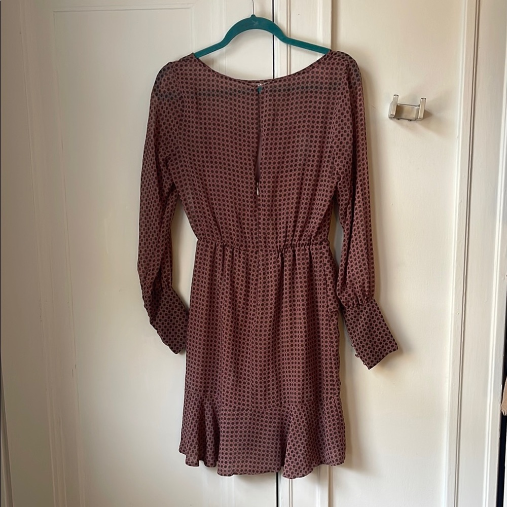 Bailey 44 Dress Size 4 Medallion Polka Dot Print Ruffle Sheer Long Sleeve - Picture 6 of 7